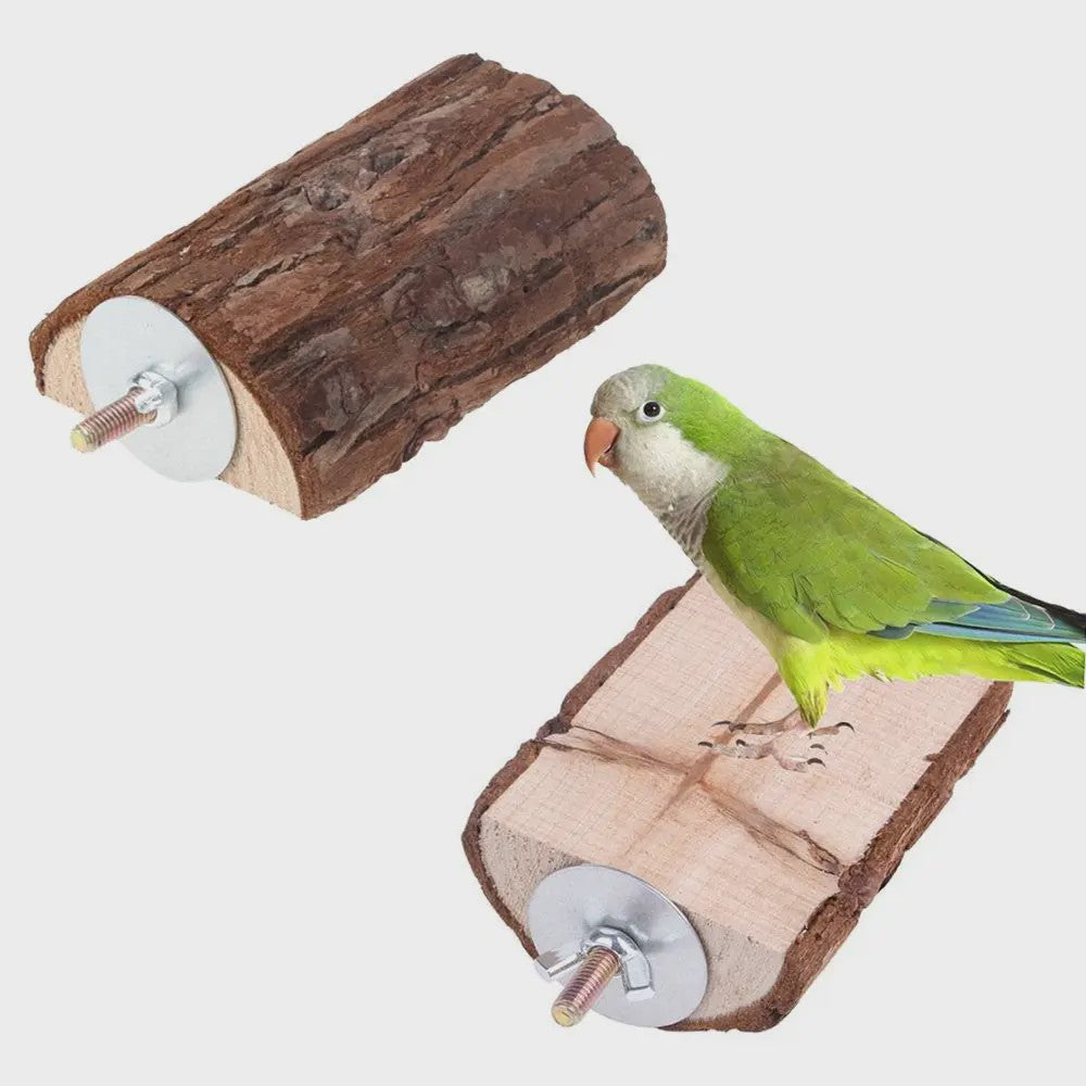 Natuurlijke Houten Vogelkooi Zitstok & Speelplatform voor Parkieten, Papegaaien en Knaagdieren