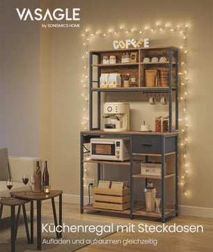 VASAGLE Keukenrek met Stopcontacten - 40x100x180.4 cm - Bruin