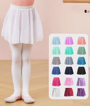 18 Colours Ballet Skirt Girls Toddler Kids Dance Chiffon Skirt Elastic Waist Short Dance Skirt for Girls Tutu Skirt for Ballet