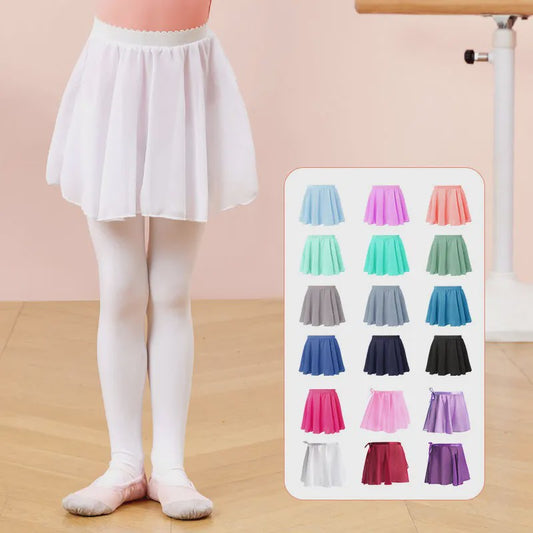 18 Colours Ballet Skirt Girls Toddler Kids Dance Chiffon Skirt Elastic Waist Short Dance Skirt for Girls Tutu Skirt for Ballet