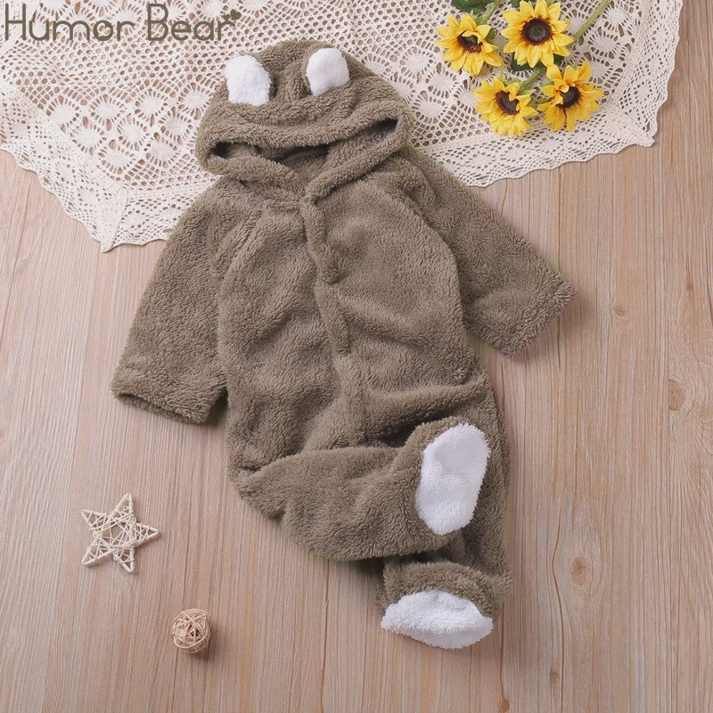 Schattige Baby Romper met Berenoren - Winter Jumpsuit voor Jongens & Meisjes
