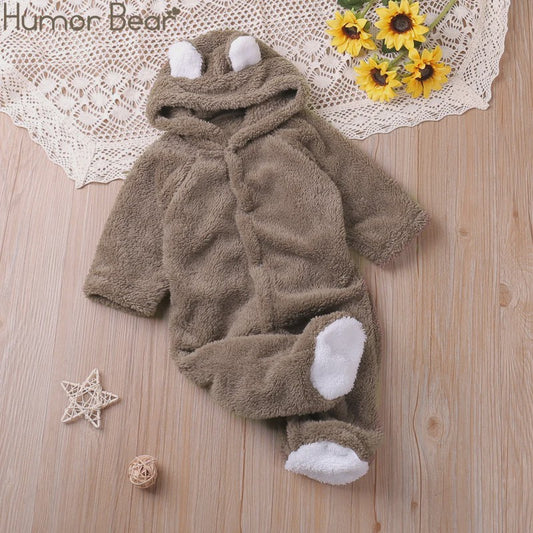 Schattige Baby Romper met Berenoren - Winter Jumpsuit voor Jongens & Meisjes