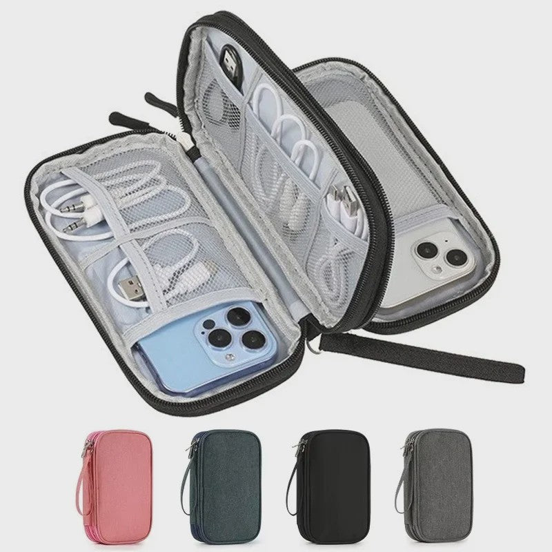 Dubbellaagse Organizer Tas voor Elektronica & Kabels - Waterdicht & Draagbaar