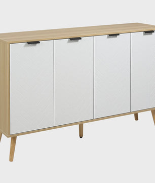 Modern Wit Dressoir met Natuurlijk Houtdetail - 120 cm Breed - Anti-Tip Functie
