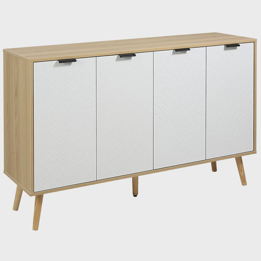 Modern Wit Dressoir met Natuurlijk Houtdetail - 120 cm Breed - Anti-Tip Functie