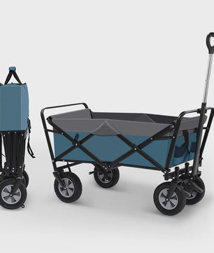 Opvouwbare Transportkar 100L met Verstelbare Handgreep en Zijvak - All-Terrain