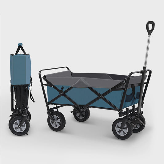 Opvouwbare Transportkar 100L met Verstelbare Handgreep en Zijvak - All-Terrain