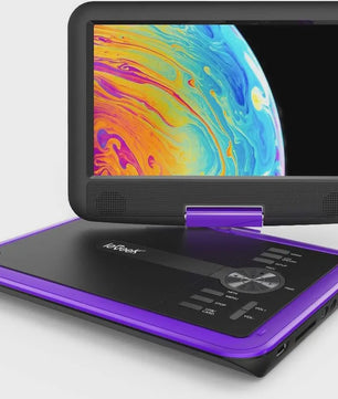 IeGeek Draagbare DVD Speler 11.5 inch met 9.5 inch HD Scherm - Paars, 5 Uur Batterij, USB/SD, TV Sync - Ideaal voor Kinderen en Reizen