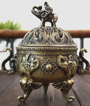 Bronzen Olifant Lotus Wierookbrander - Sfeervolle Decoratie voor Meditatie & Huis