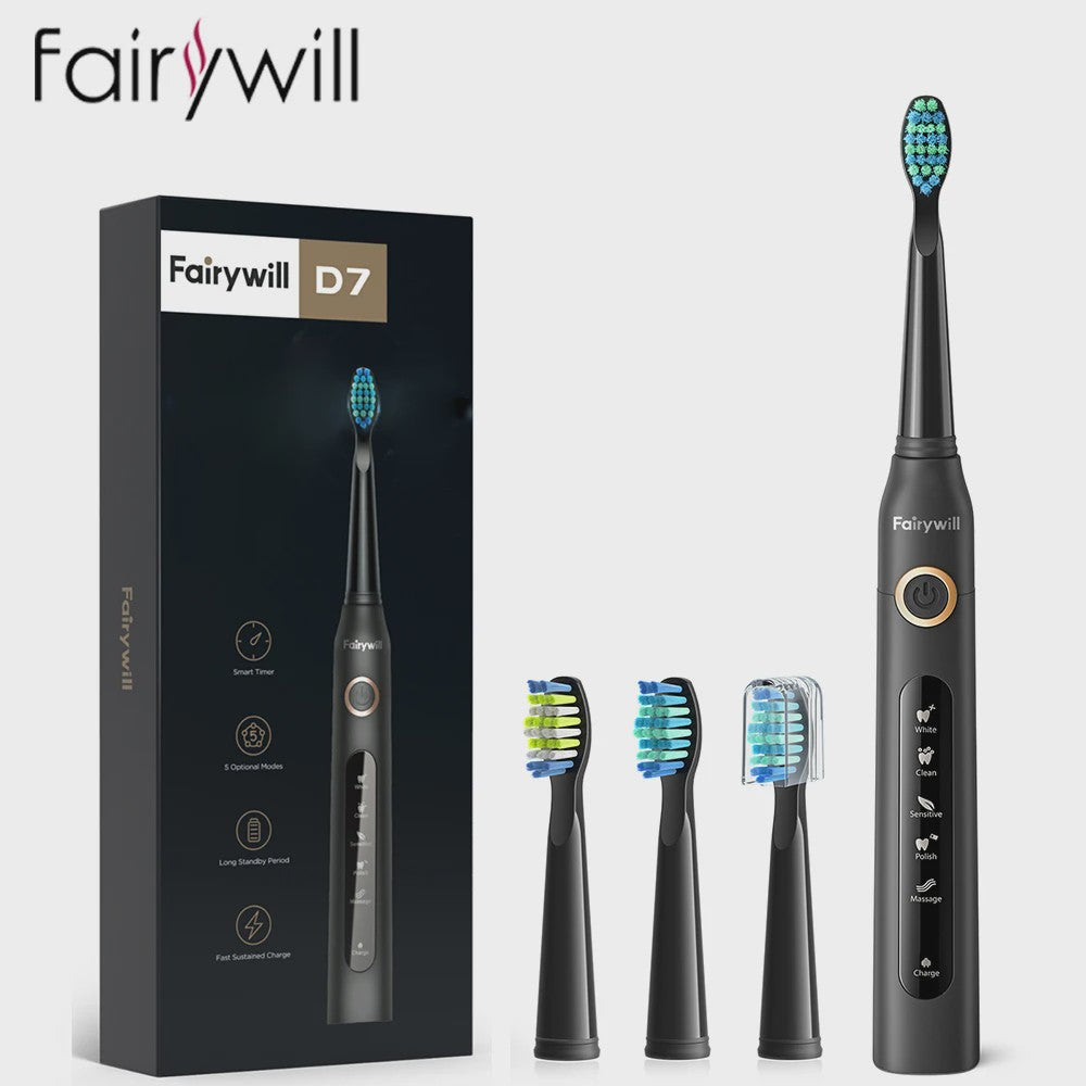 Fairywill Sonic Elektrische Tandenborstel FW-507 - USB Oplaadbaar, Waterdicht, 5 Modi
