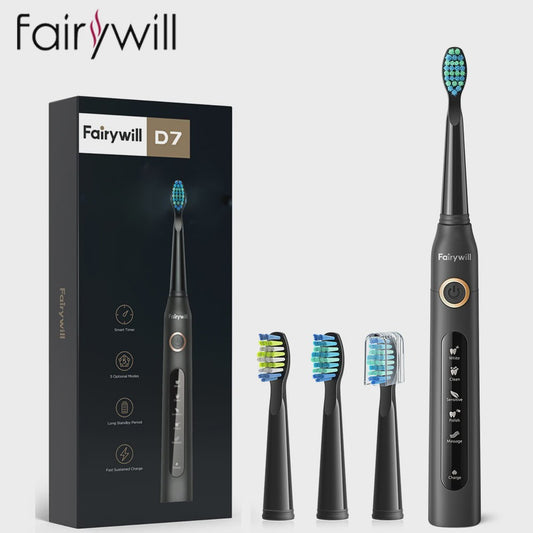 Fairywill Sonic Elektrische Tandenborstel FW-507 - USB Oplaadbaar, Waterdicht, 5 Modi