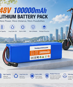 48V 100Ah Lithium Batterij Pack met BMS voor E-bike & Scooter - Inclusief 54.6V Lader