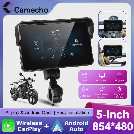 5" Motorfiets Navigatie Display met Draadloze CarPlay & Android Auto