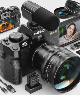 4K Digitale Camera 48MP met 16x Zoom, Draaibaar Scherm & Macro Lens voor Vlogging