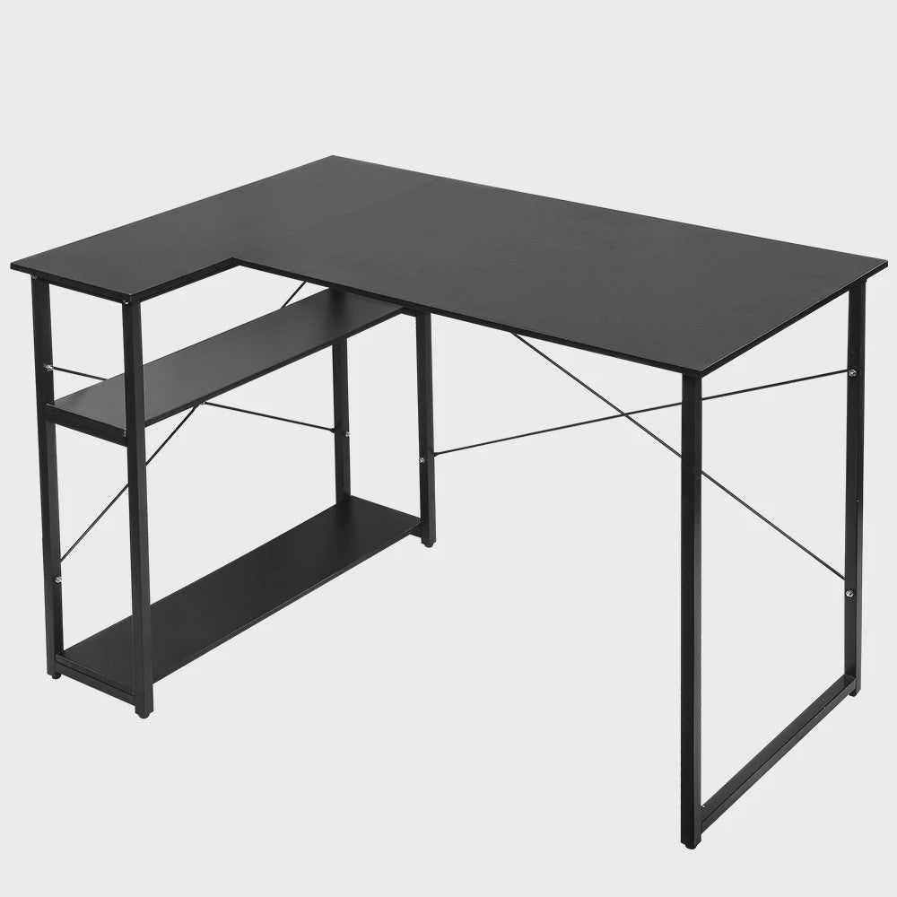 L-vormig Bureau met Opbergrek - Ideaal voor Gaming, PC, Studie & Werk in Slaapkamer (120/100cm)