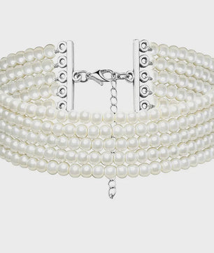 Elegante Multi-Rij Parel Choker Ketting - Handgemaakt Vintage Sieraad