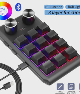 Programmeerbaar Mini Macrotoetsenbord met 2 Knoppen, RGB & Bluetooth