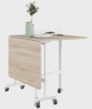 Homcom Klaptafel Eettafel voor 4-6 Personen met Wielen 120x80x73 cm