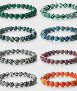 8mm Natuurlijke Malachiet Edelsteen Armband - Handgemaakt, Elastisch