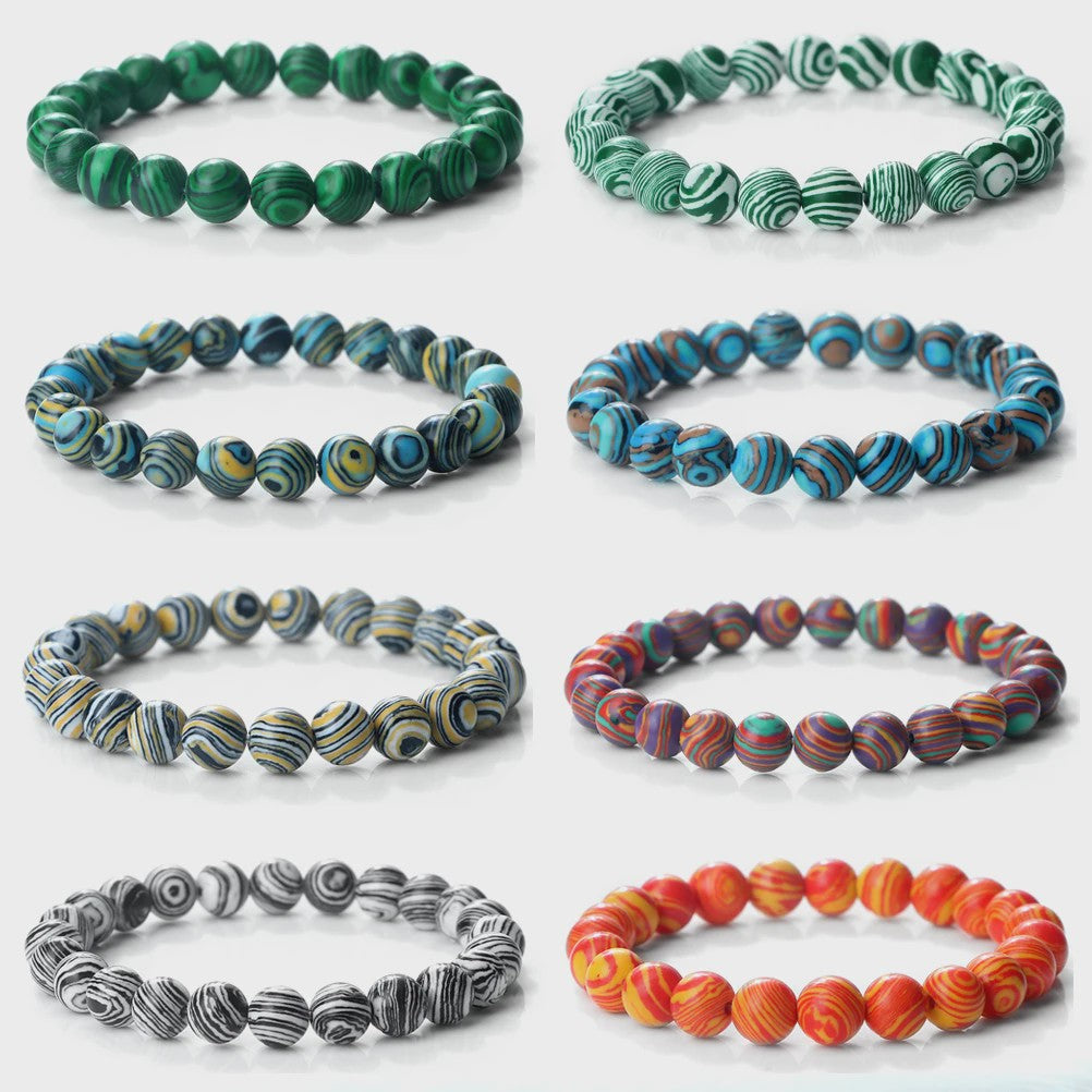 8mm Natuurlijke Malachiet Edelsteen Armband - Handgemaakt, Elastisch