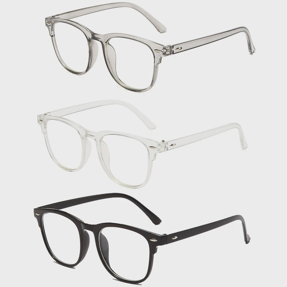 3x Anti Blauw Licht Computer Bril - Transparant Montuur - Unisex Bescherming