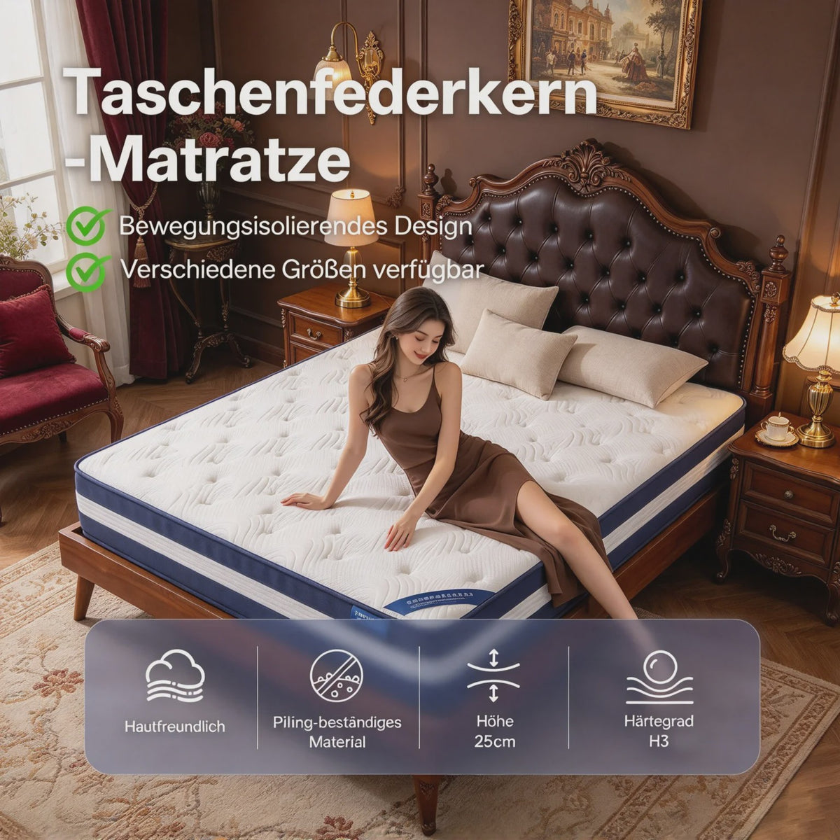 7-Zone Pocket Spring Hybride Matras 25cm Dik - Ademend & Bewegingsisolerend - Diverse Maten