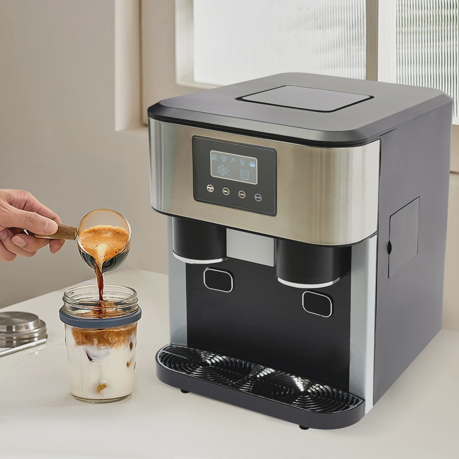 3-in-1 IJsmachine: Crushed Ice & IJsklontjes Maker - Automatische Reiniging - RVS
