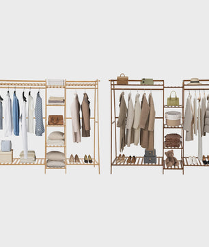 Multifunctioneel Trapezium Kledingrek van Bamboe - Garderobe & Opbergrek