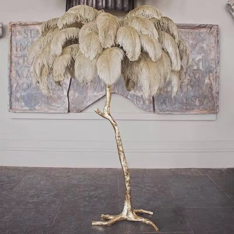 Luxe Pluimen Vloerlamp - Scandinavisch Design met LED Verlichting