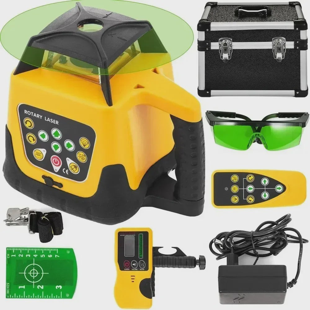 VEVOR 360° Roterende Laserwaterpas - Zelfnivellerend, 500m Bereik, Rood Straal met Ontvanger & Afstandsbediening