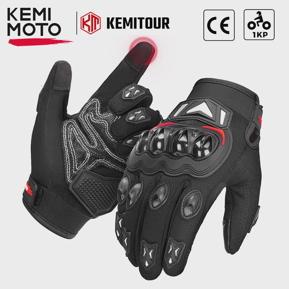 KEMIMOTO Zomer Motorhandschoenen met CE Knokkelbescherming en Touchscreen Functie