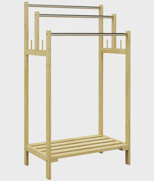 Bamboe Handdoekladder met Plank en Haken - 50.5x31x90 cm