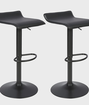 Set van 2 Zwarte Barstoelen met Leerlook, 360° Draaibaar en In Hoogte Verstelbaar