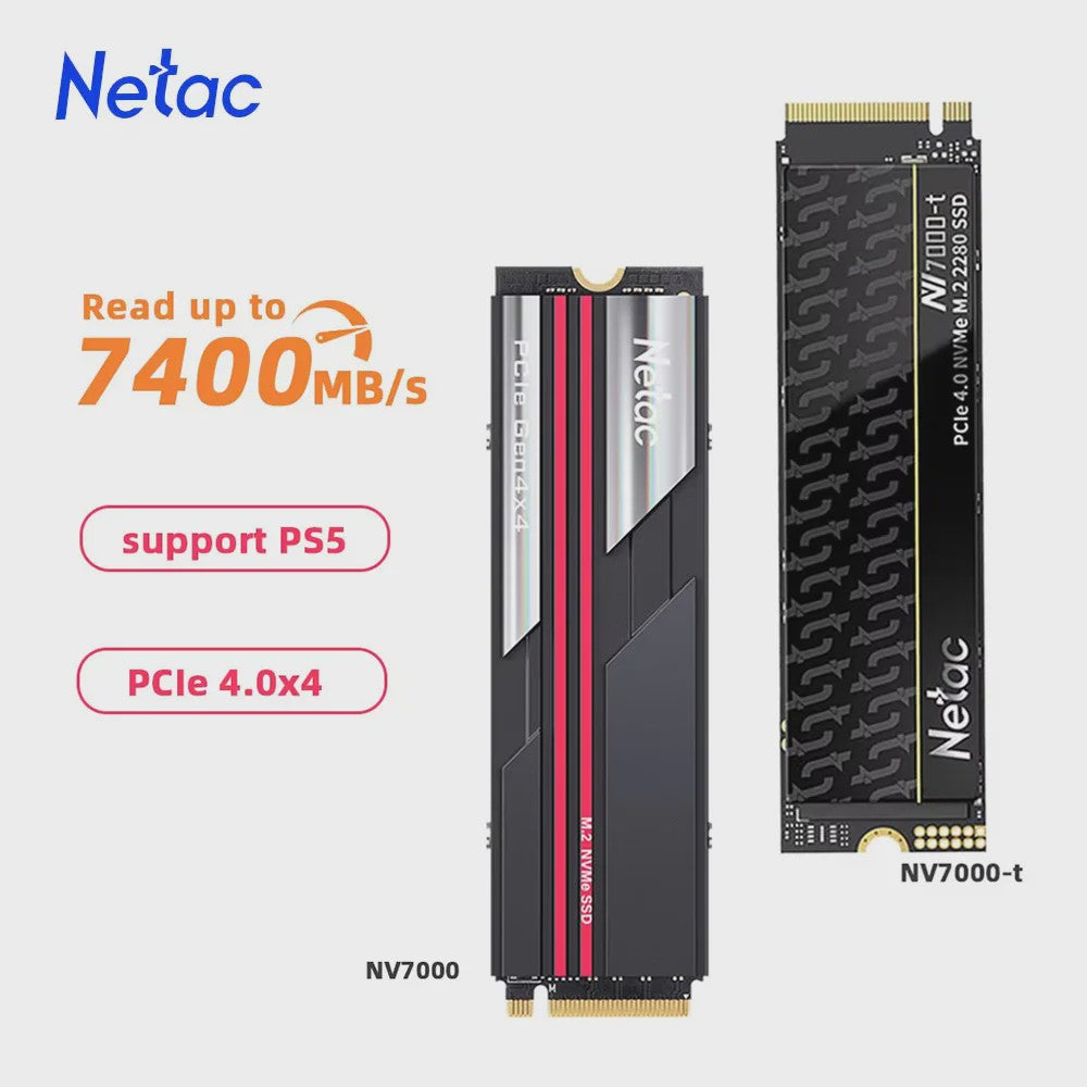 Netac NV7000-t NVMe SSD 2TB PCIe 4.0 M.2 2280 - 7400MB/s Leessnelheid