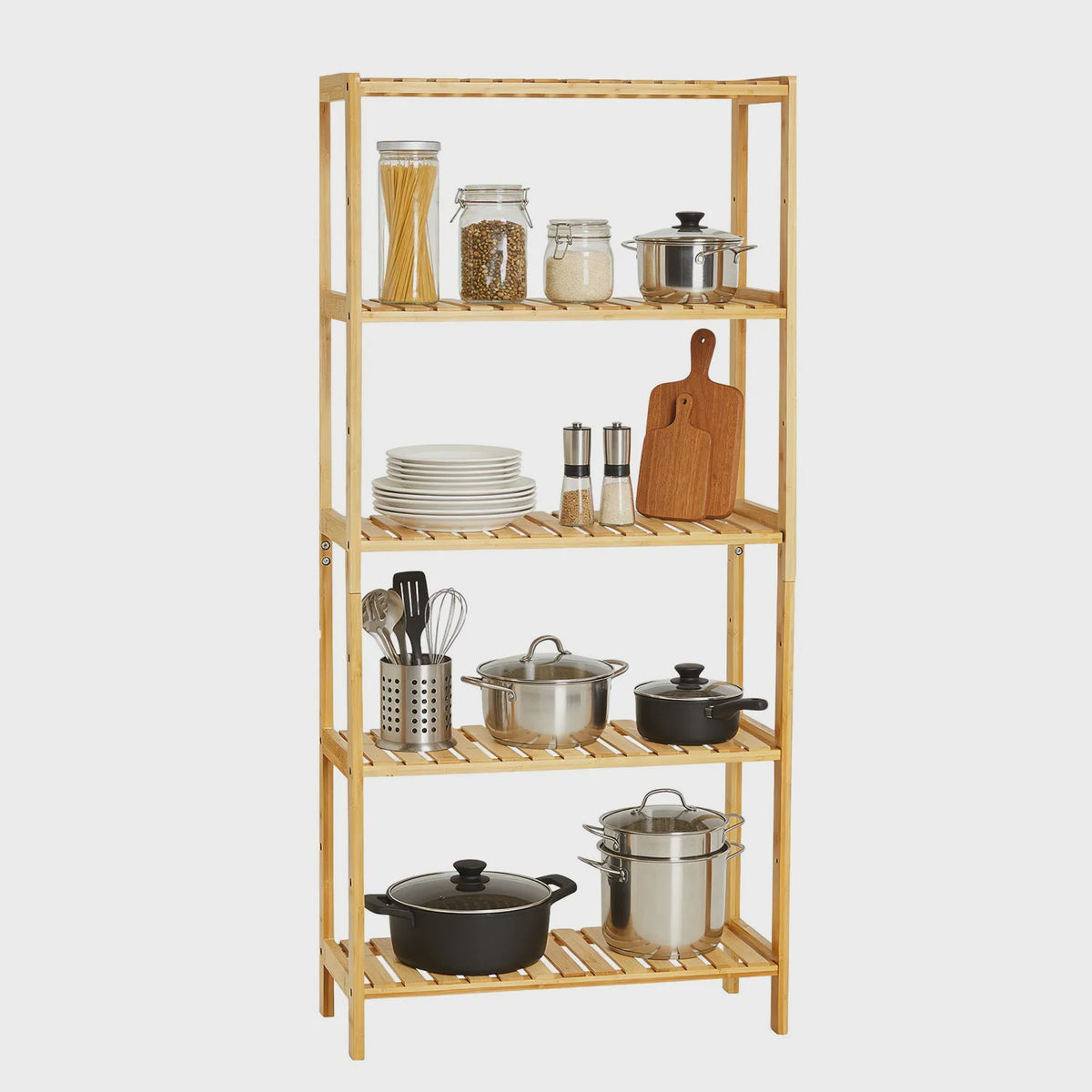 5-Laags Bamboe Opbergrek - Vrijstaand Houten Rek voor Badkamer, Keuken & Entree
