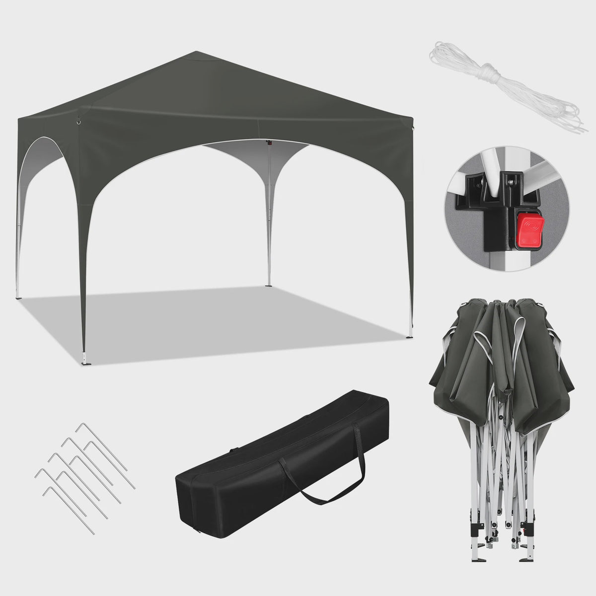 WOLTU 3x3m Waterdichte Partytent Gazebo - Inklapbaar & Snel Opzetbaar voor Tuin & Markt