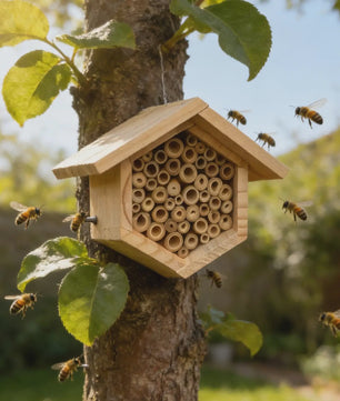 Houten Bijenhotel voor Tuin & Buiten - Natuurlijk Habitat voor Bijen, Vlinders & Insecten