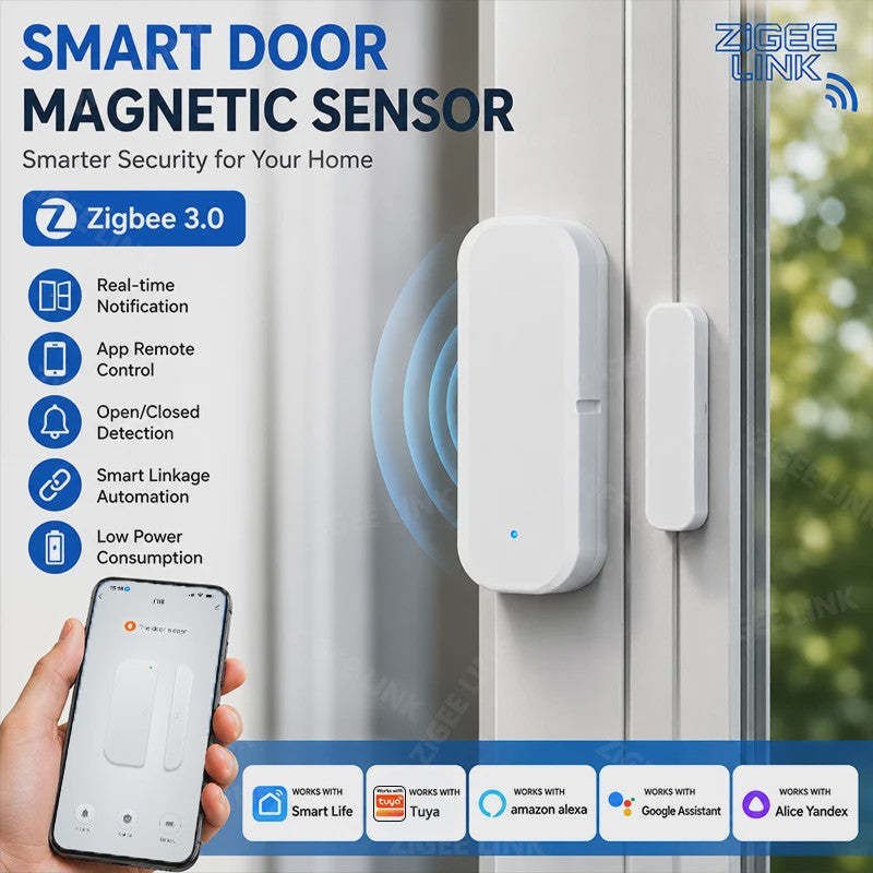 Zigbee 3.0 Deur- en Raamsensor - Slimme Beveiliging met App & Voice Control