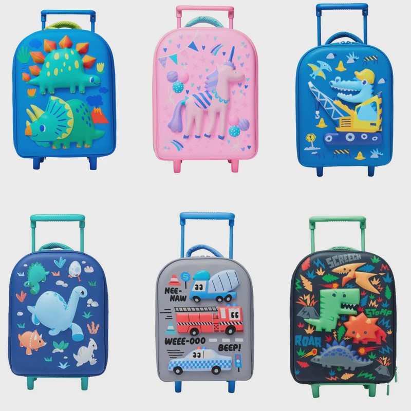 Kinder Koffer met 3D Dinosaurus en Trolleyfunctie - Schooltas & Reisbagage