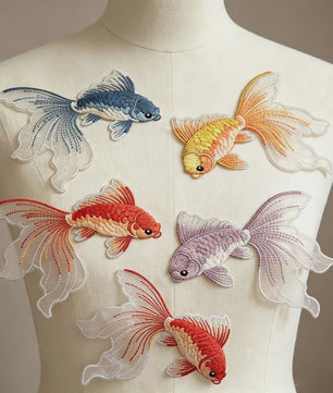 Set van 2 Goudvis Borduur Patches - Strijkapplicaties voor Kleding, Tassen & Hoeden - DIY Decoratie