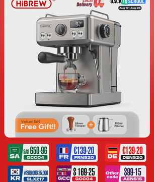 HiBREW H10A Semi-Automatische Espressomachine - 20 Bar, Instelbare Temperatuur & 58mm Portafilter