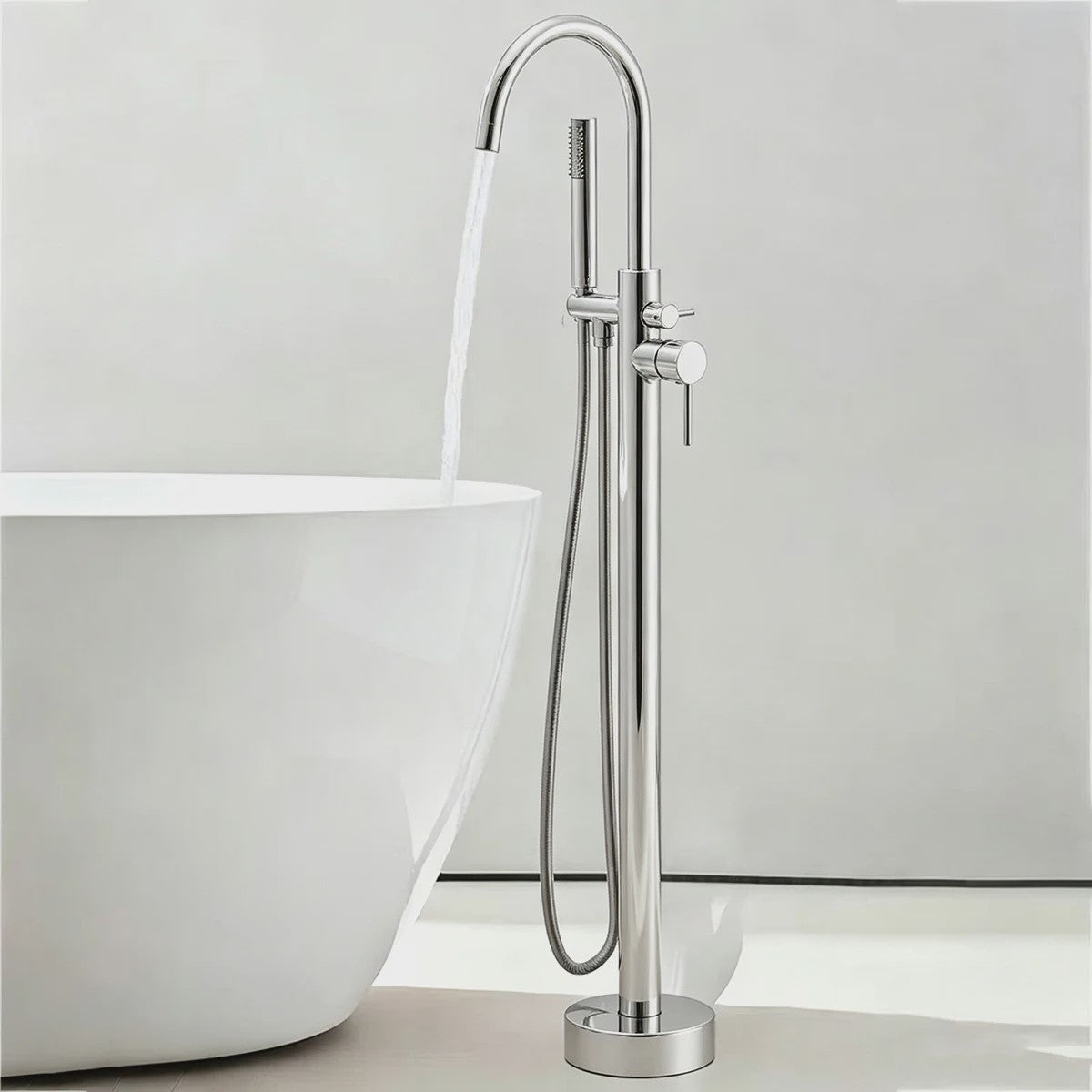 Vrijstaande Badkraan met Handdouche - Draaibare Mixer voor Warm & Koud Water