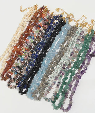 Unieke Natuursteen Choker Ketting - Onregelmatige Kristal & Aquamarijn Chips