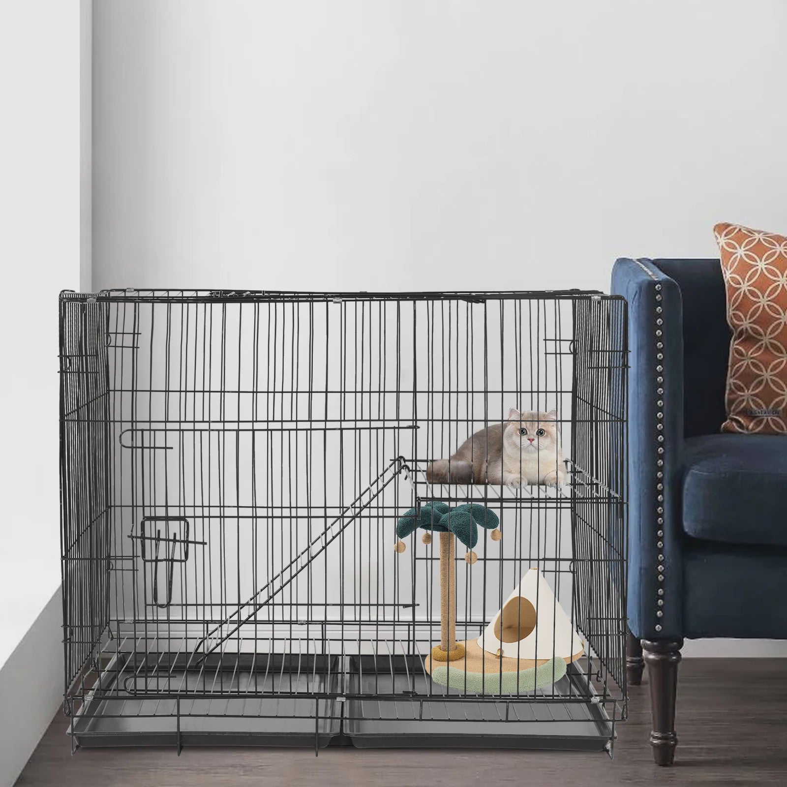 Grote Opvouwbare Dierenkooi voor Katten, Honden en Konijnen - 70x50x58 cm