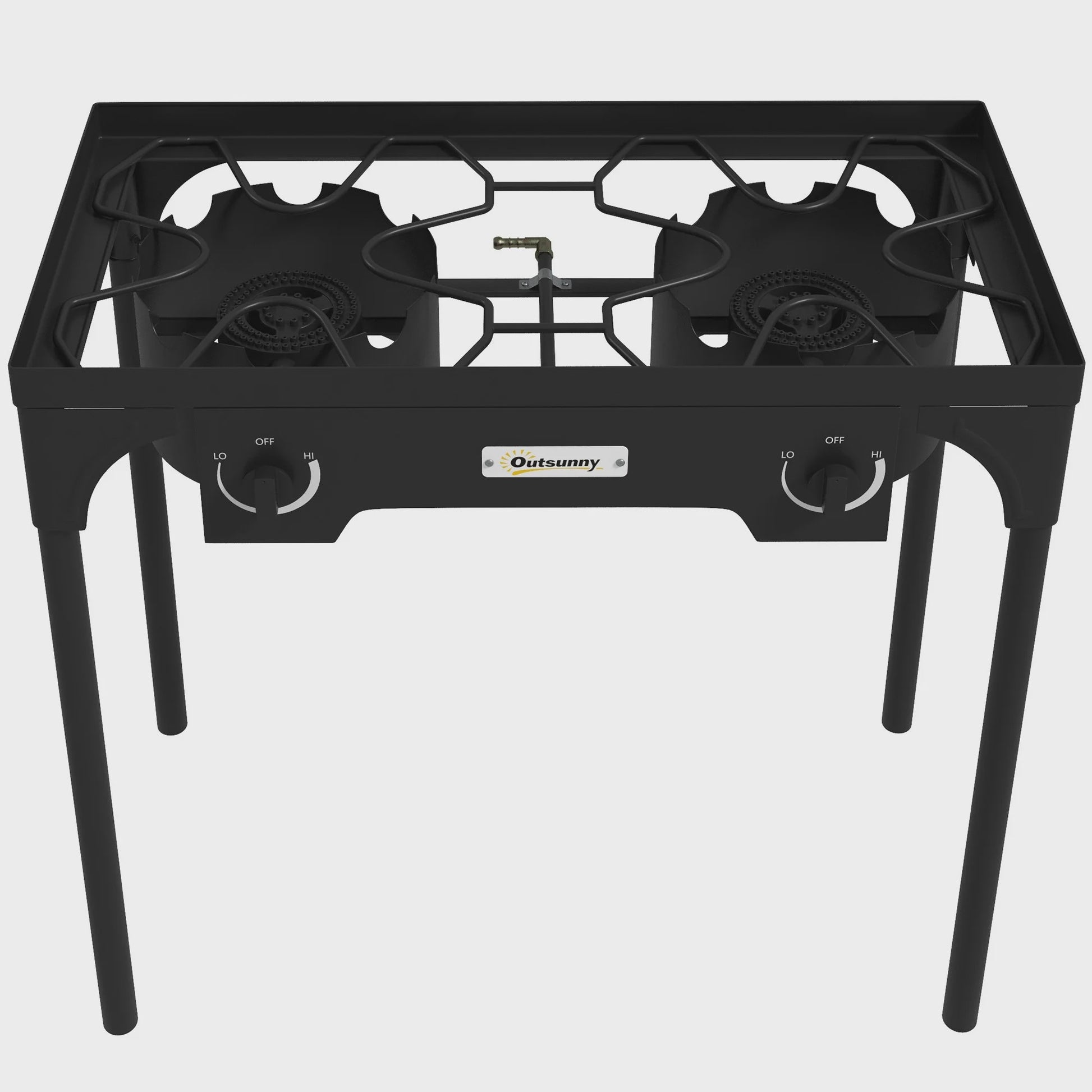 Outsunny Draagbaar Dubbel Propaan Gasfornuis - 92000 BTU/u - Afneembare Poten voor Buiten & Camping