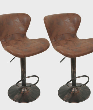 Set van 2 Retro Barstoelen met Kunstleer, Draaibaar en Verstelbaar in Hoogte