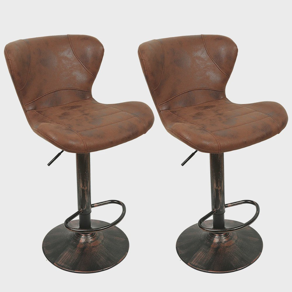 Set van 2 Retro Barstoelen met Kunstleer, Draaibaar en Verstelbaar in Hoogte
