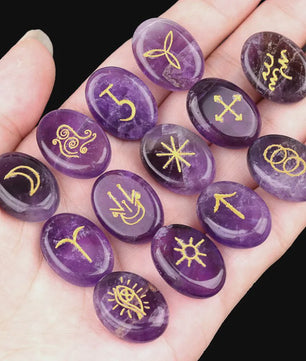 13-delige Amethist Runen Set - Kristallen Stenen voor Reiki, Meditatie & Divinatie