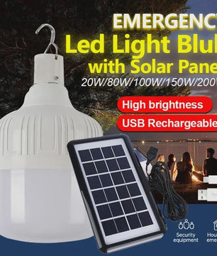 Draagbare LED Noodlamp met Zonnepaneel & USB - Oplaadbaar, Energiezuinig, voor Camping & Tuin