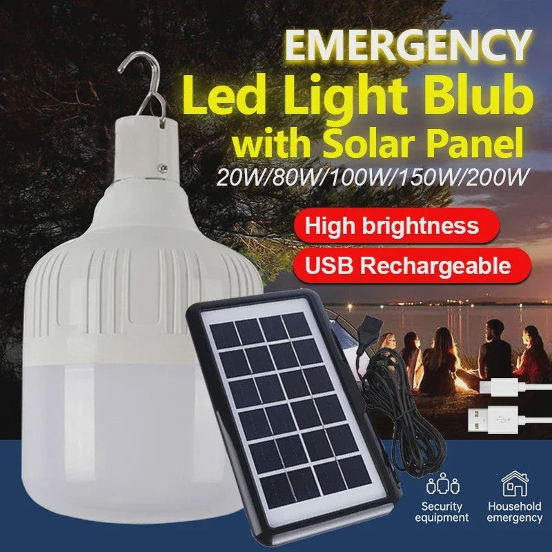 Draagbare LED Noodlamp met Zonnepaneel & USB - Oplaadbaar, Energiezuinig, voor Camping & Tuin